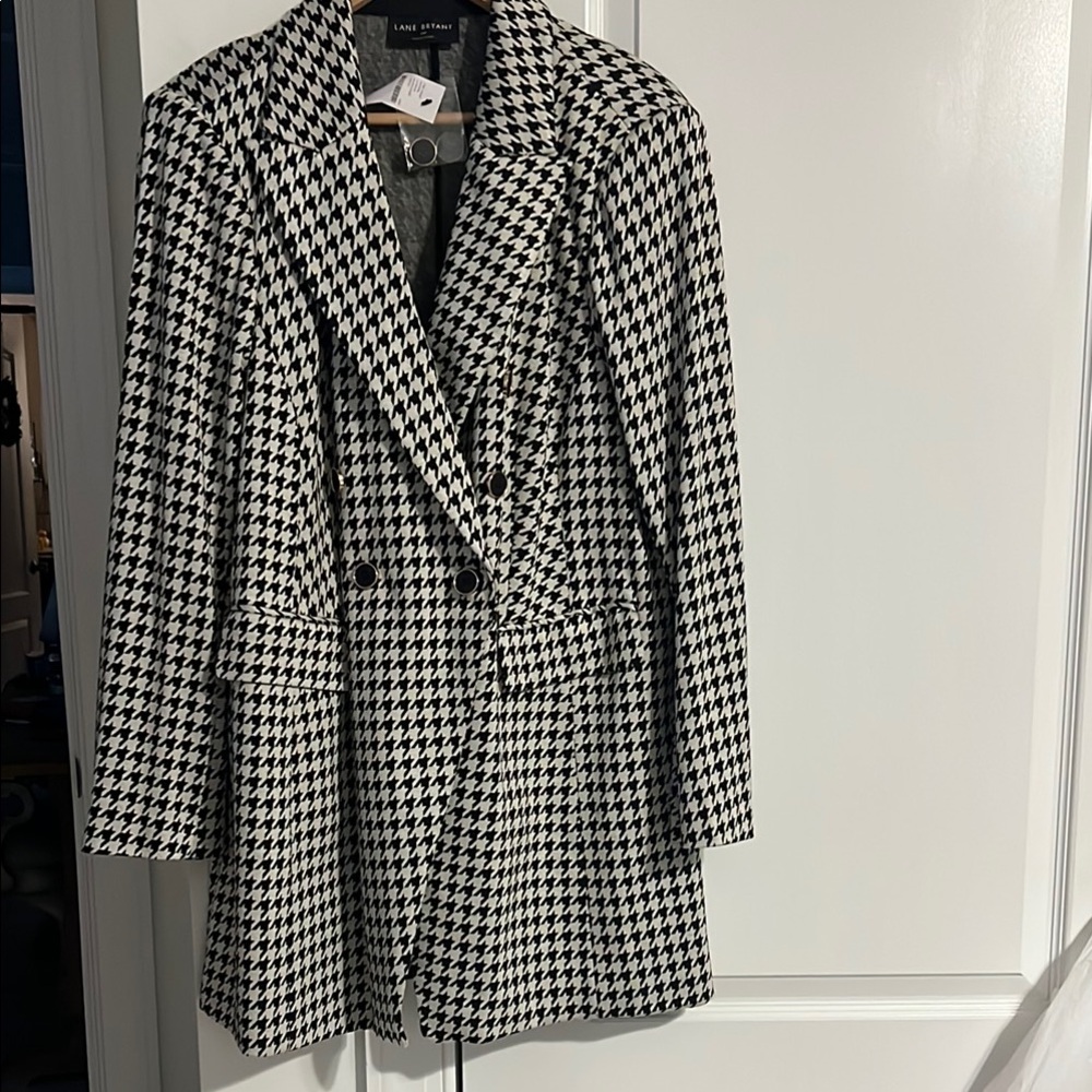 NWT Lane Bryant Black and off white Houndstooth Women's Blazer